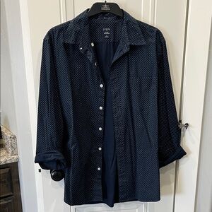 J. Crew Men's Dark Blue Polka Dot Shirt